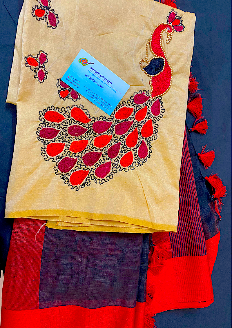 Knot Stitches Blouse Hand embroidered Work Blouse UNSTITCHED; DISPLAY PURPOSE ; CAN BE DONE UPON REQUEST