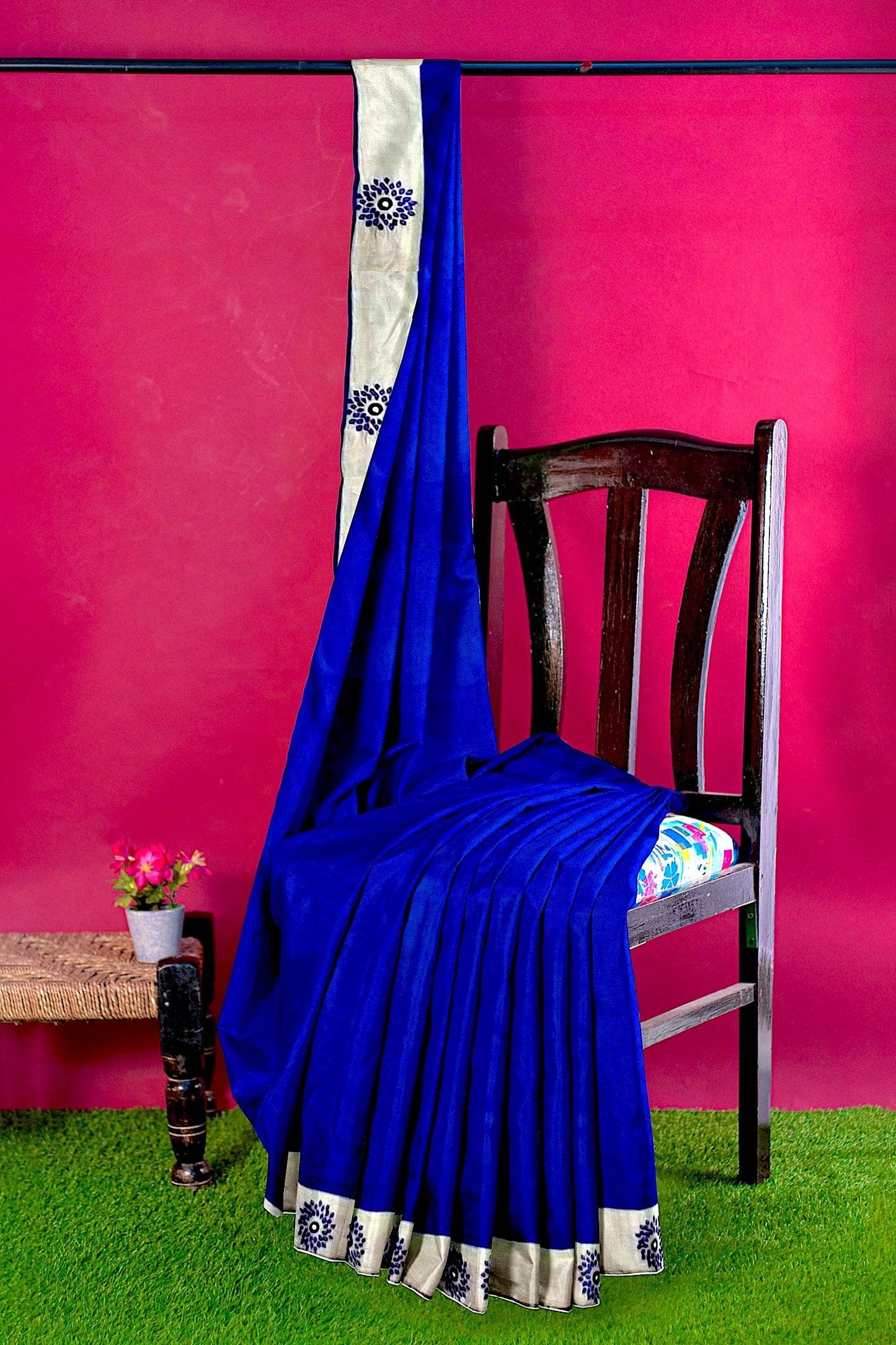 Kashmiri Diamond work on Cotton silk Saree FOR DISPLAY ; CAN BE DONE UPON REQUEST