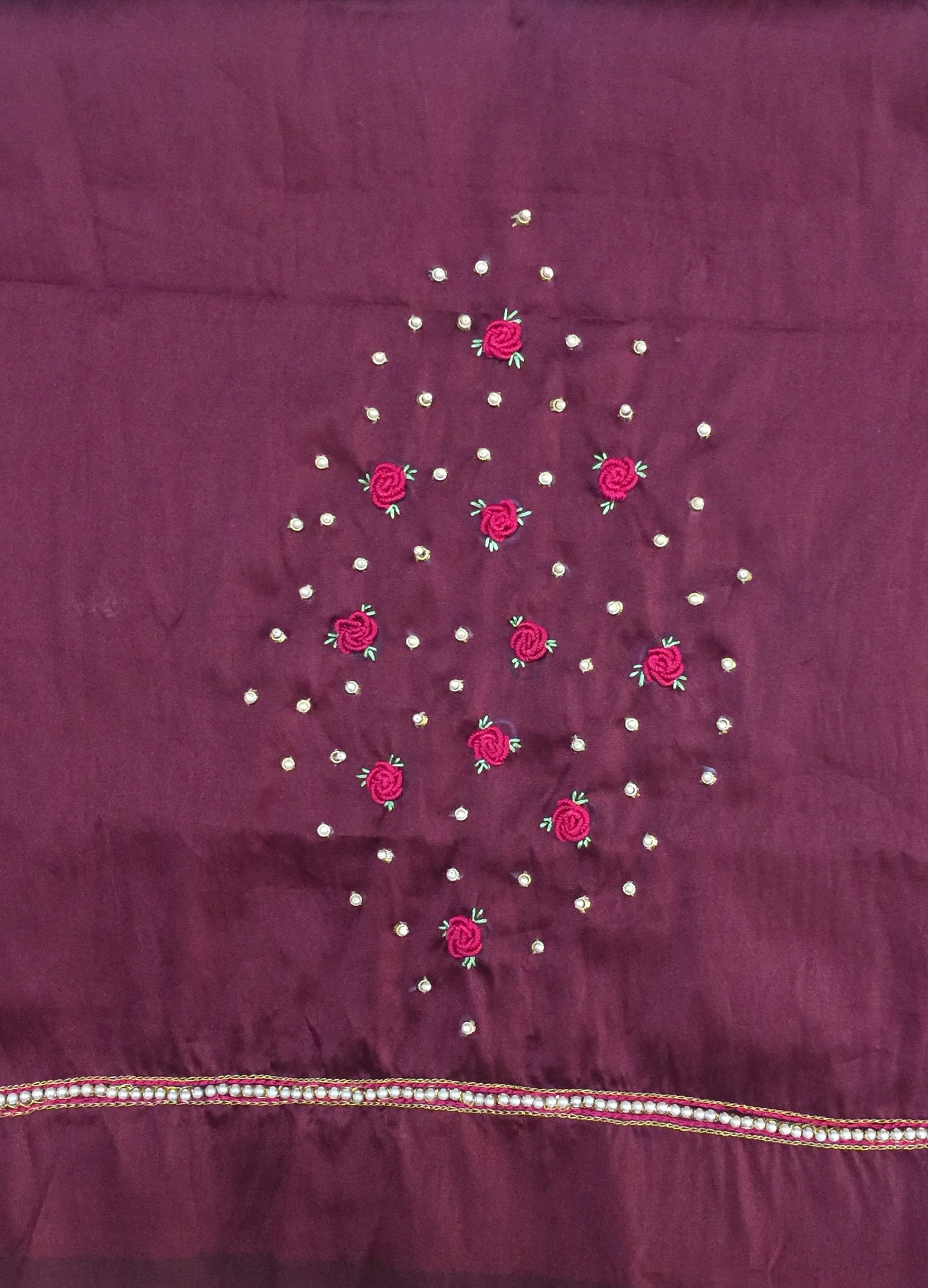 Knot Stitches Blouse Hand embroidered Work Blouse SEMI STITCHED;
