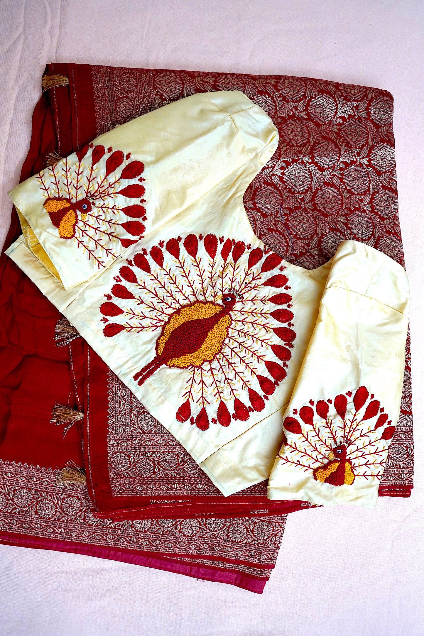 Knot Stitches Blouse Hand embroidered Work Blouse UNSTITCHED; DISPLAY PURPOSE ; CAN BE DONE UPON REQUEST