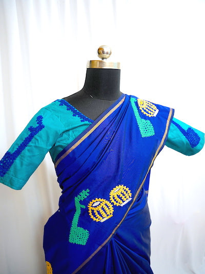 Customised Kutch Work Hand embroidered Saree- Instrument Saree