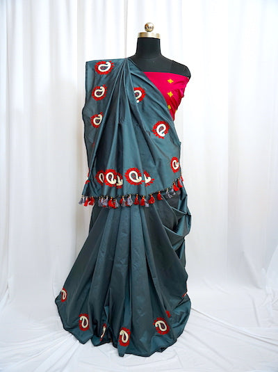 Kashmiri Work on Soft Silk Saree