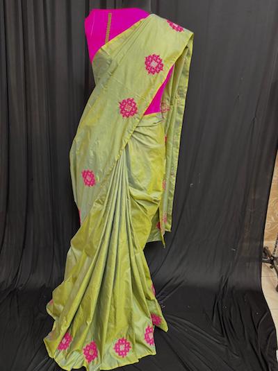 Kutch Work Hand embroidered Saree- Kolam Motifs