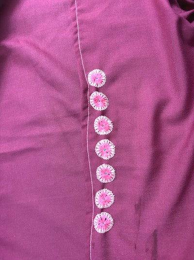 Lazy Daisy embroidery work tops- Red