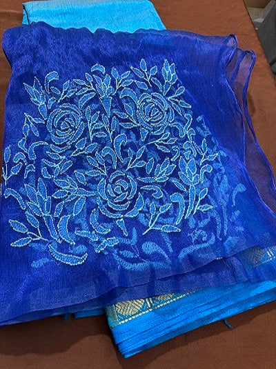 CHIKANKARI Hand embroidered Work Blouse Unstitched