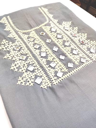 Kutch work Tops Light Grey