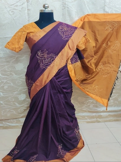 Sashiko Style Saree DISPLAY PURPOSE; CAN BE CUSTOMIZED UPON REQUEST