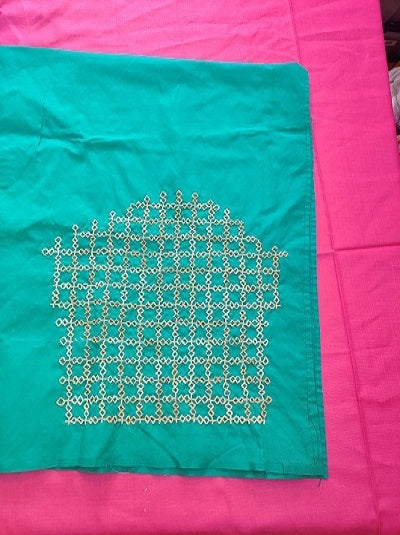 Kasuti Embroidered Unstitched Blouse- Light Green