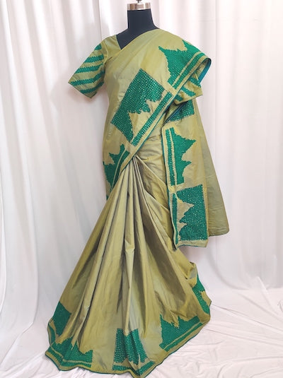 Kutch Work Hand embroidered Saree- Gopuram Design