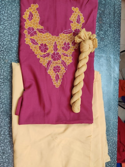 Kantha Work Tops Red with Yellow thread