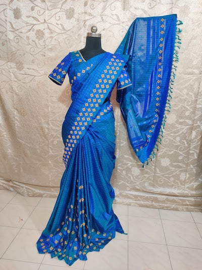 Customised Kutch Work Hand embroidered Saree on Customer's Saree