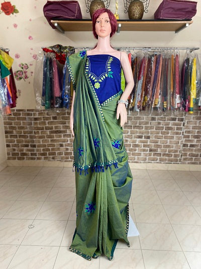 Knot Stitch work Cotton silk Saree FOR DISPLAY ; CAN BE DONE UPON REQUEST