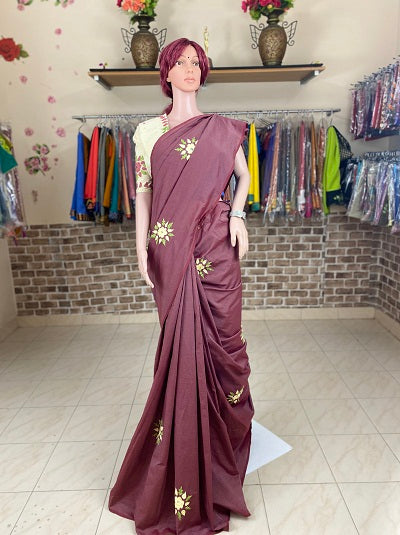 Knot Stitch work Cotton silk Saree FOR DISPLAY ; CAN BE DONE UPON REQUEST