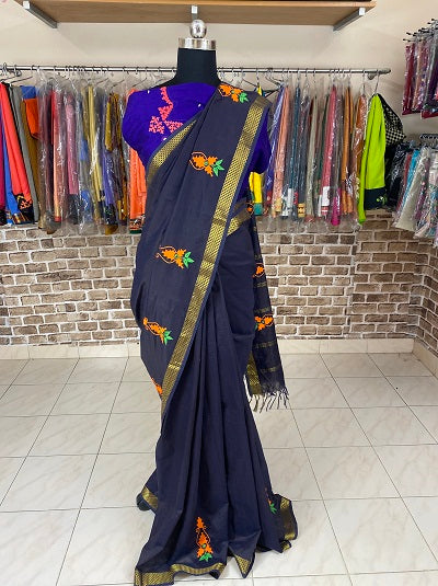 Kamal kadai work on Silk Cotton Saree