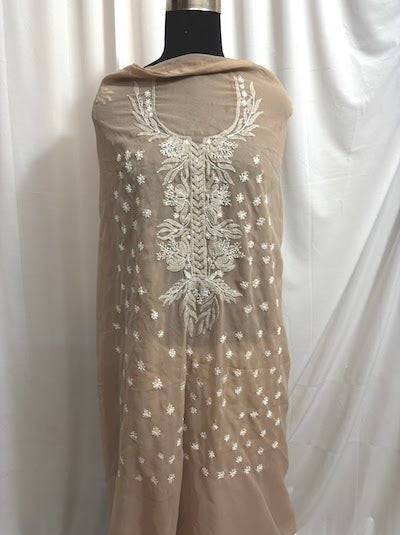Chikankari Tops - Light Brown