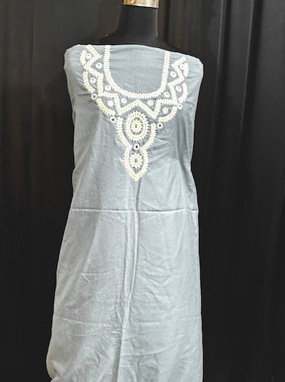 Kutch work Tops- Silver Grey