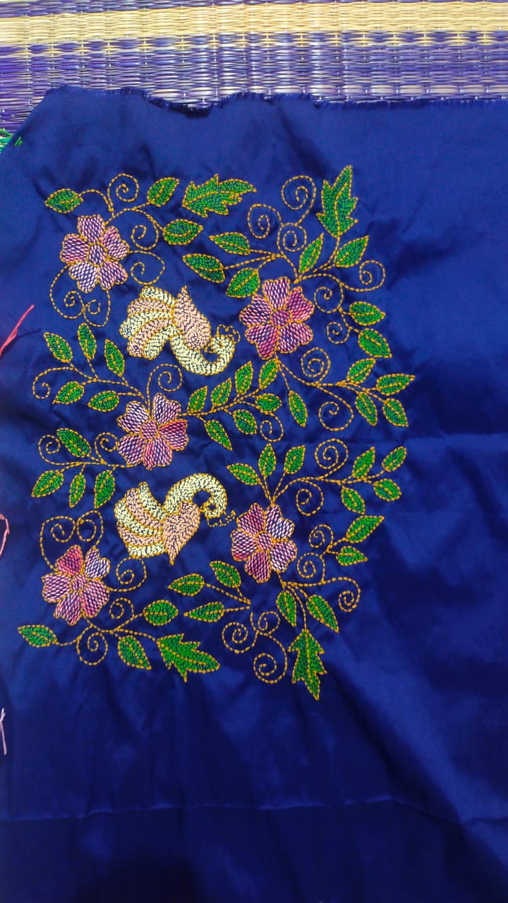 Kantha Hand embroidered Work Blouse UNSTITCHED - DISPLAY ONLY; CAN BE DONE UPON REQUEST