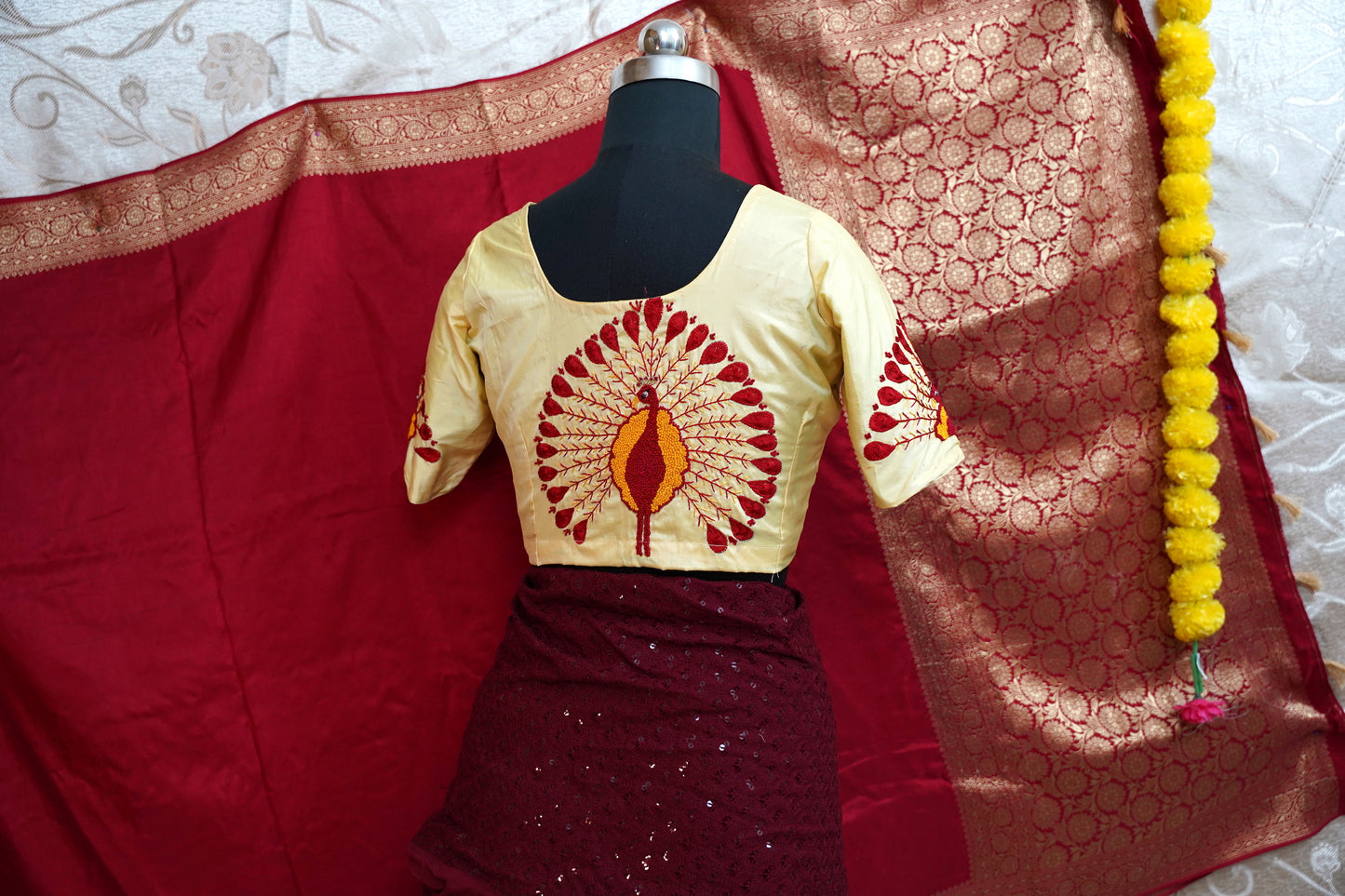 Hand embroidered Peacock design blouse for DISPLAY PURPOSE; CAN BE DONE UPON REQUEST