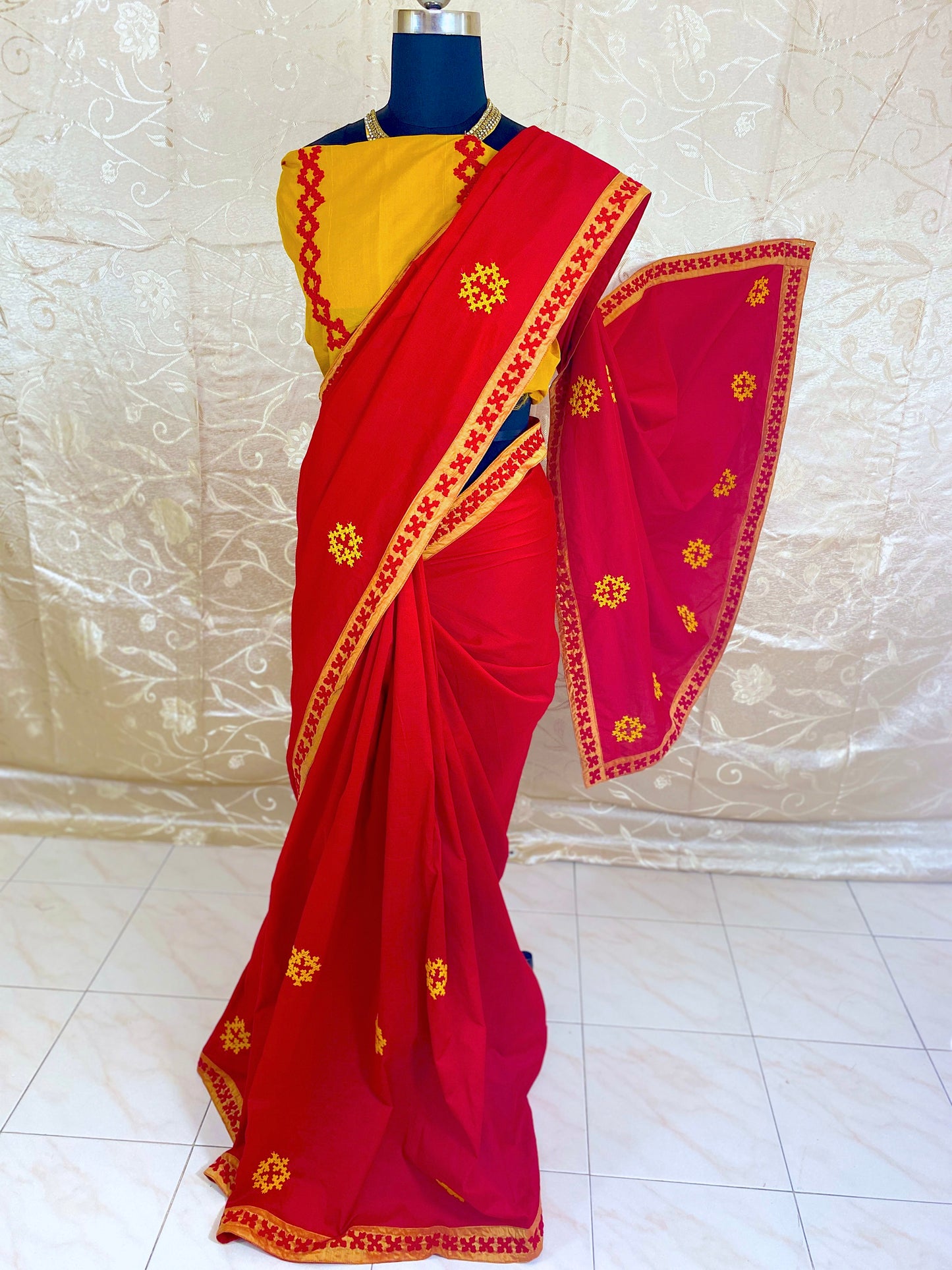 Kutch Work Hand embroidered Saree - Code 1ACS 54a -  50% OFF only on 08.03.25 women's day special