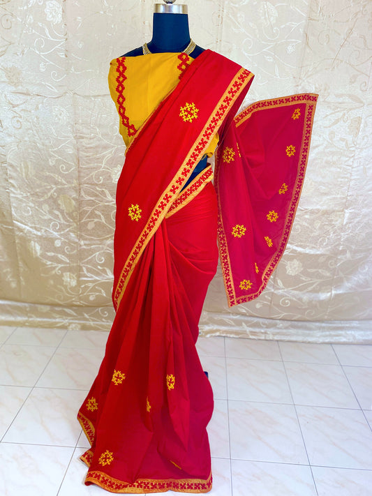 Kutch Work Hand embroidered Saree - Code 1ACS 54a -  50% OFF only on 08.03.25 women's day special