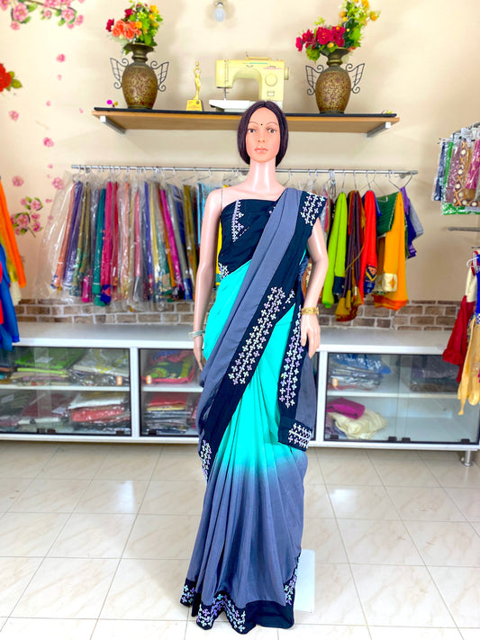Kutch Work Hand embroidered Saree - Code 1ACS 56a-  50% OFF only on 08.03.25 women's day special