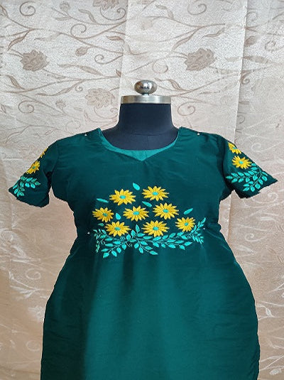 Satin Top- Bottle Green