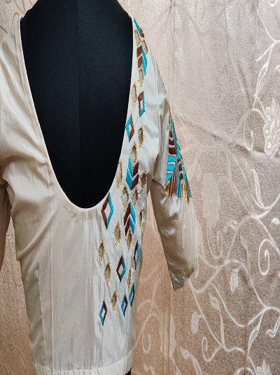 PHULKARI Hand embroidered Work Blouse  STITCHED