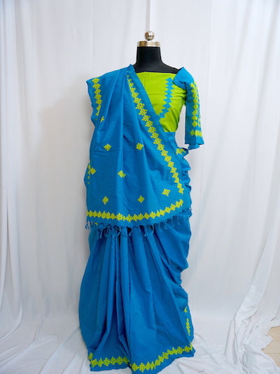 Kutch Work Hand embroidered Saree- Double Kutch Border