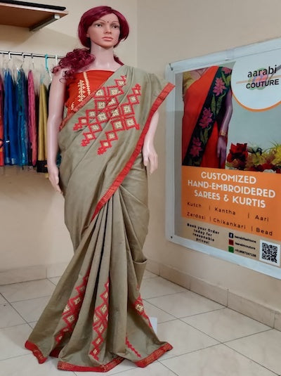 Kutch Work Hand embroidered Saree - DISPLAY ONLY; CAN BE DONE UPON REQUEST