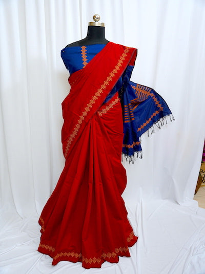 Kutch Work Hand embroidered Saree- Double Kutch with Zari Thread