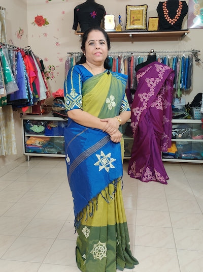 Customised Kutch Work Hand embroidered Saree on Banana Silk Saree