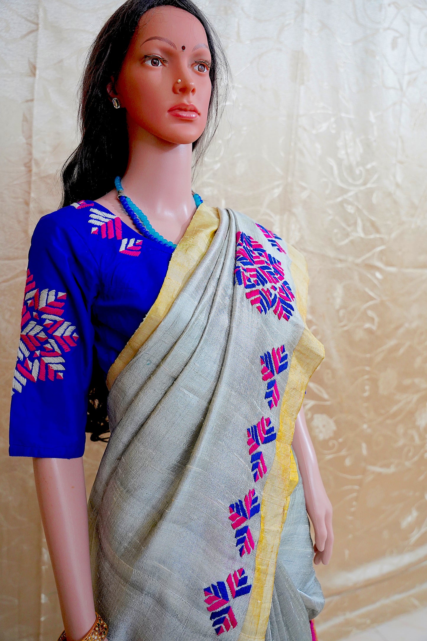 Phulkari work  Jute silk Saree FOR DISPLAY; CAN BE DONE UPON REQUEST