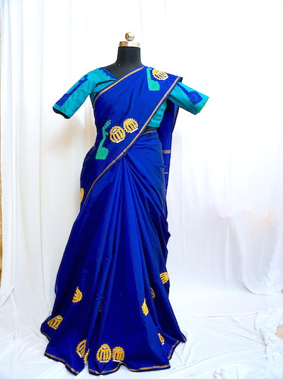 Customised Kutch Work Hand embroidered Saree- Instrument Saree