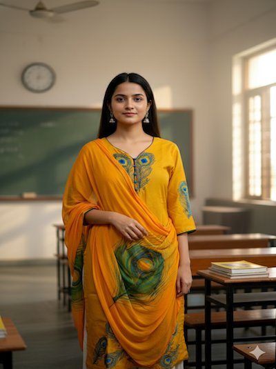Aari embroidery work Top- Yellow- Pre-orders only- AI Generated image added for reference