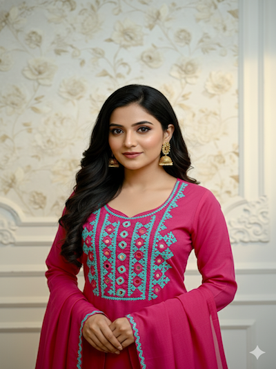 Kutch work Tops LIGHT PINK- AI Generated image attached for reference