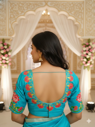 Tanjore Style painted Blouse- Pre -orders only - AI Generated image attached for reference