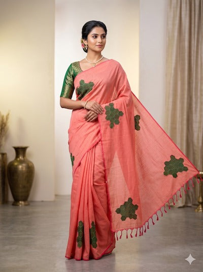Kantha  Saree  DISPLAY PURPOSE; CAN BE CUSTOMIZED UPON REQUEST- AI Generated image attached for reference only
