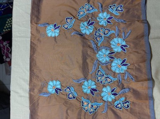 SATIN /VELVETTE STITCH With Bead Hand embroidered Work