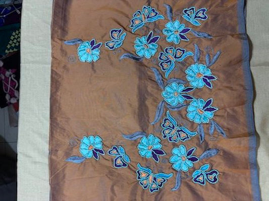 SATIN /VELVETTE STITCH With Bead Hand embroidered Work