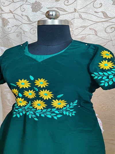 Satin Top- Bottle Green