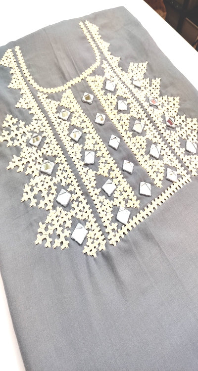 Kutch work Tops Light Grey