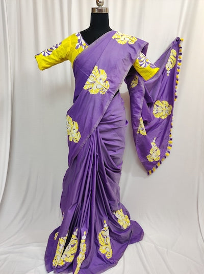 Kashmiri work Soft Silk Saree