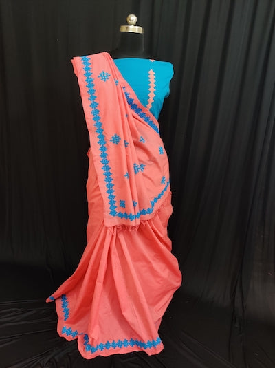 Kutch Work Hand embroidered Saree- Double Kutch Border