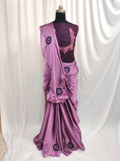 Customised Kutch Work Hand embroidered Chiffon Saree