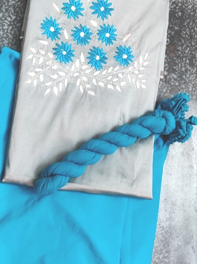 Satin Top- Silver Grey