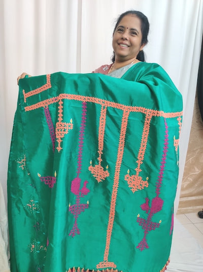 Customised Kutch Work Hand embroidered Saree- Vilakku Saree