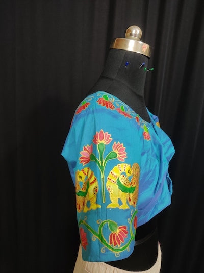 Tanjore Style painted Blouse- Pre -orders only - AI Generated image attached for reference