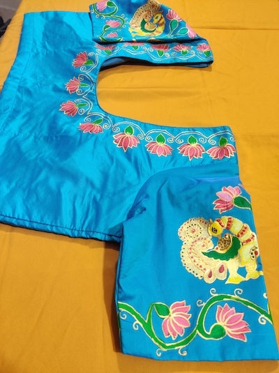 Tanjore Style painted Blouse- Pre -orders only - AI Generated image attached for reference