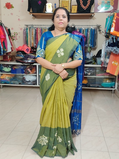 Customised Kutch Work Hand embroidered Saree on Banana Silk Saree