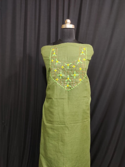 Bullion Rose and Bead Embroidery Top- Green